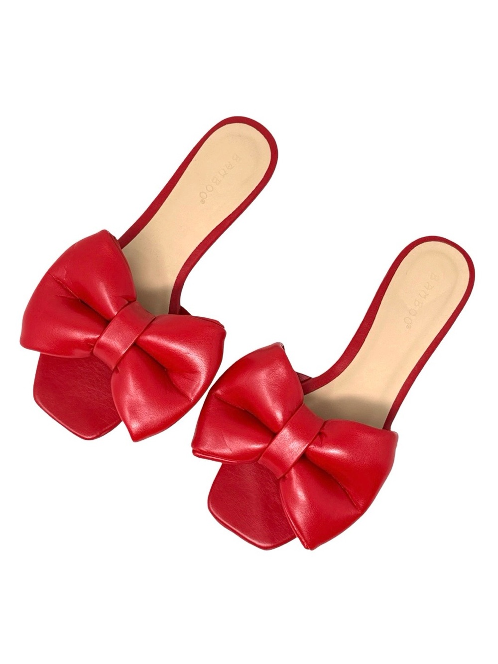 BAMBOO Red Bow Slide Sandals
